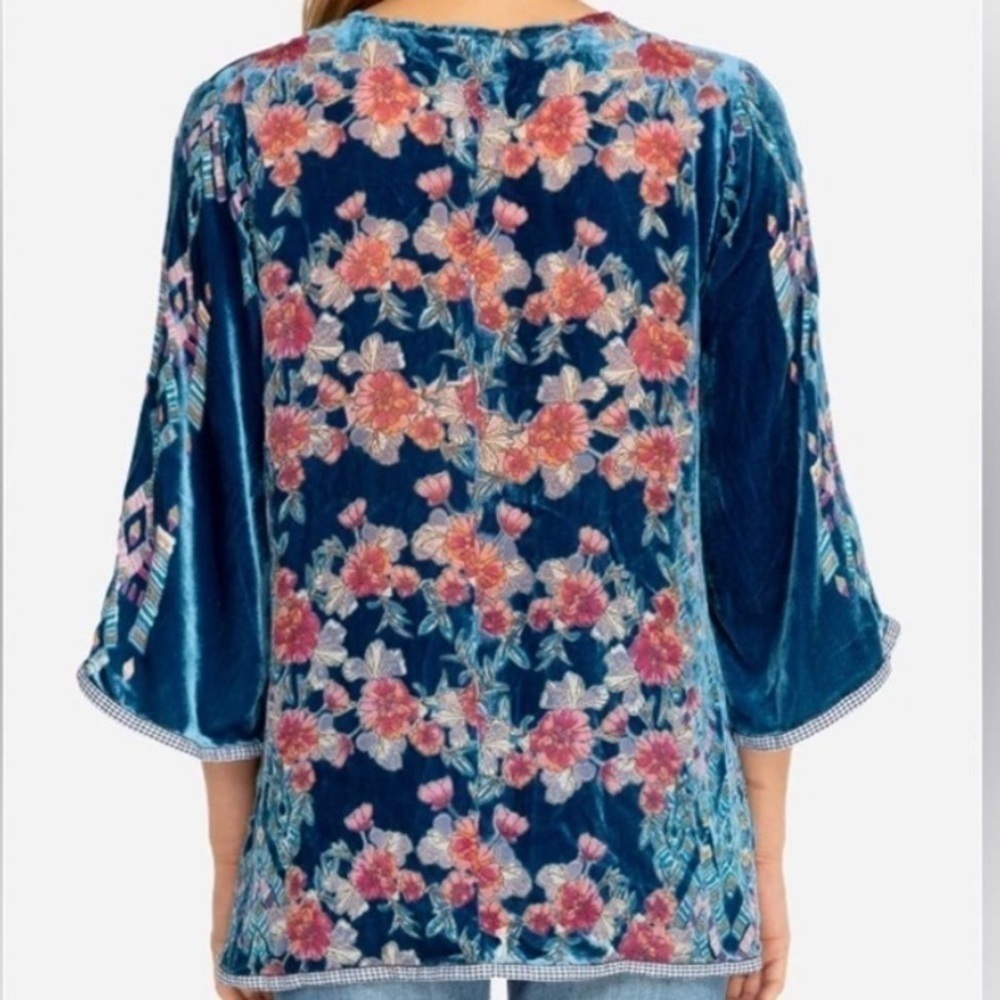 Johnny Was Fabiana Aztec silk velvet Burnout tunic NWT - Picture 3 of 13